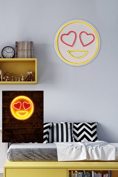 ASIR Nástěnná LED dekorace LOVE SMILE smajlík se srdíčky