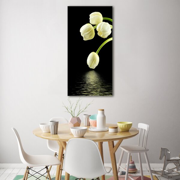 Vertikální Foto obraz fotografie na skle Bílé tulipány osv-53318527