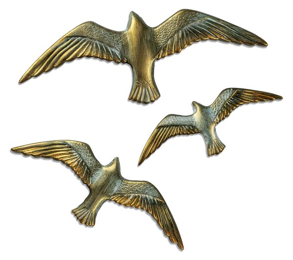 ASIR Nástěnná dekorace FLYING SEAGULLS zlatá