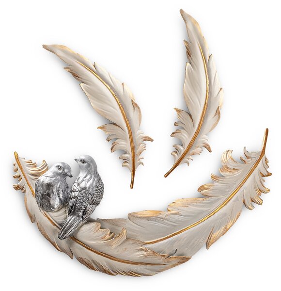 ASIR Nástěnná dekorace LOVE BIRDS stříbrná a krémová