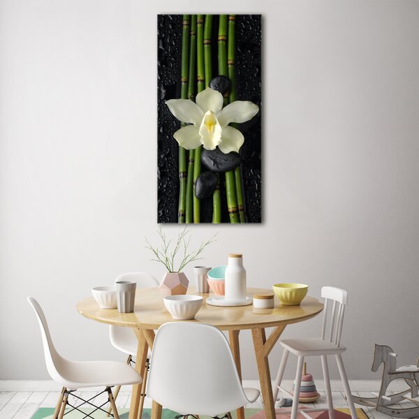 Vertikální Fotoobraz na skle Orchidej a bambus osv-55995271