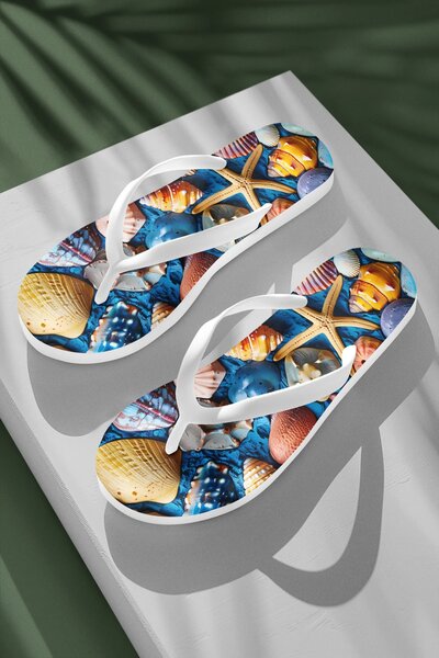 Mořský život #1 | stylové plážové žabky - Modrá, S / EU 38