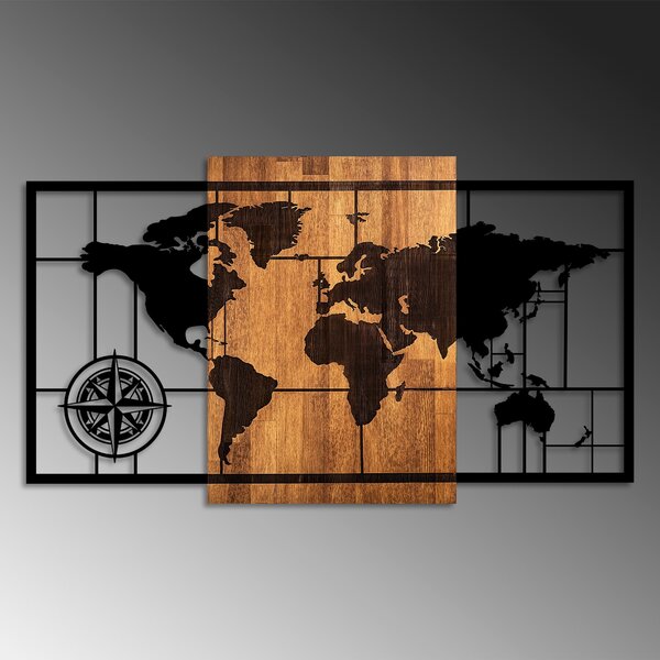 ASIR Nástěnná dřevěná dekorace WORLD MAP černá