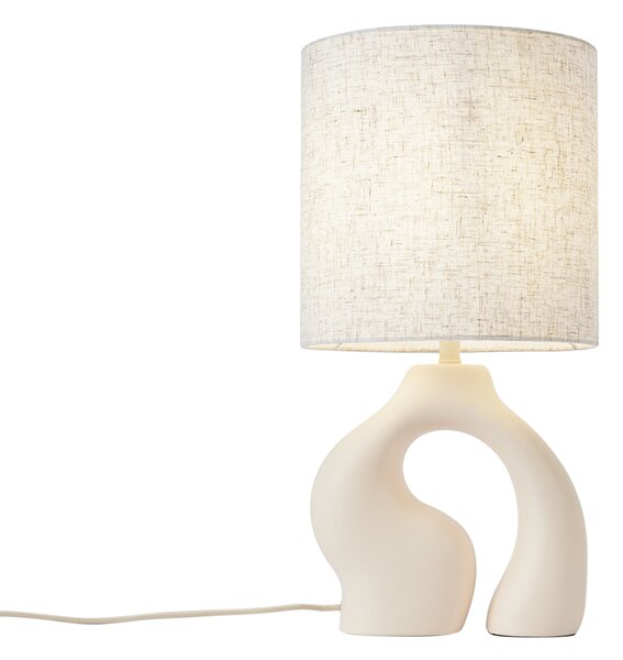 Japandi stolní lampa béžová s lněným stínidlem - Dahlia