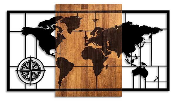 ASIR Nástěnná dřevěná dekorace WORLD MAP černá