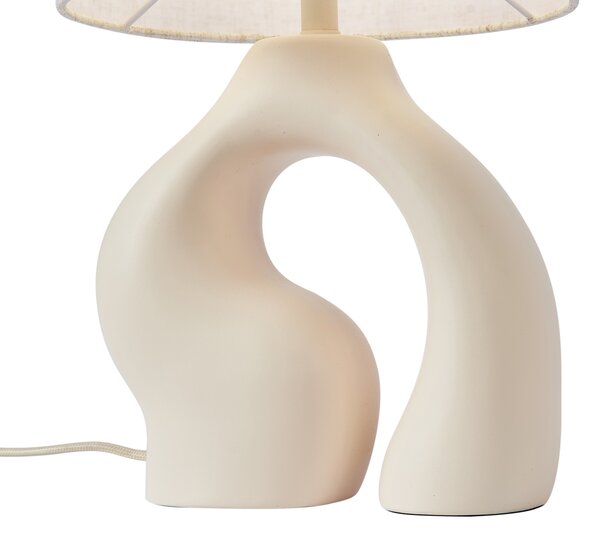 Japandi stolní lampa béžová s lněným stínidlem - Dahlia
