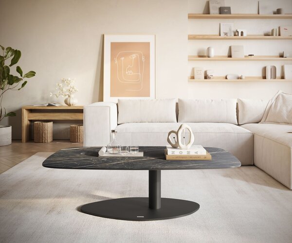 DELIFE Konferenční stolek Edge Boot 120x70 cm keramika Laminam® Noir Desir hnědá Vibany kov černá