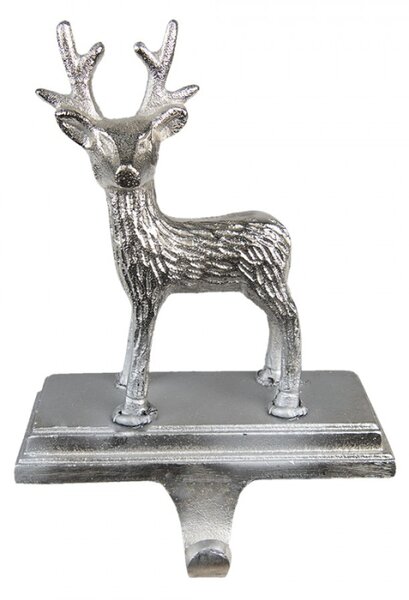 Stříbrný háček na vánoční punčochu Srnec – 15x9x21 cm