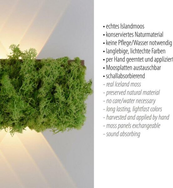 LEUCHTEN DIREKT is JUST LIGHT LED nástěnné svítidlo islandský mech hra světla teplé bílé světlo do interiéru 3000K LD 15637-66