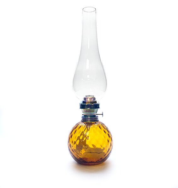Sklárna Častolovice - Petrolejová lampa Vanesa - Káro - amber