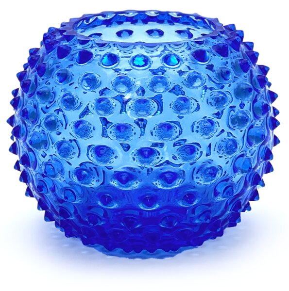 Sklárna Častolovice - Váza 12cm - Hobnail - Ananas - modrá