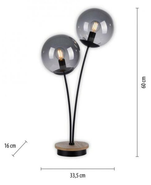 LEUCHTEN DIREKT is JUST LIGHT LED stolní lampa dřevo kouřová barva šňůrový vypínač IP20 do interiéru LD 11390-79