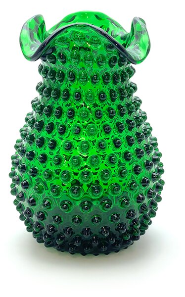 Sklárna Častolovice - Váza 21cm - Hobnail - Ananas - tmavě zelená