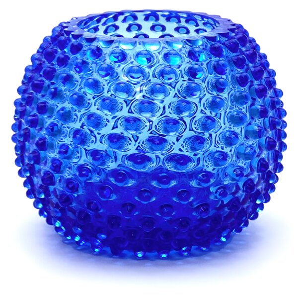 Sklárna Častolovice - Váza 18cm - Hobnail - Ananas - modrá