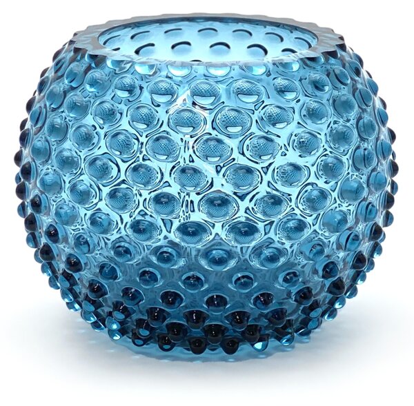 Sklárna Častolovice - Váza 18cm - Hobnail - Ananas - modrý kouř