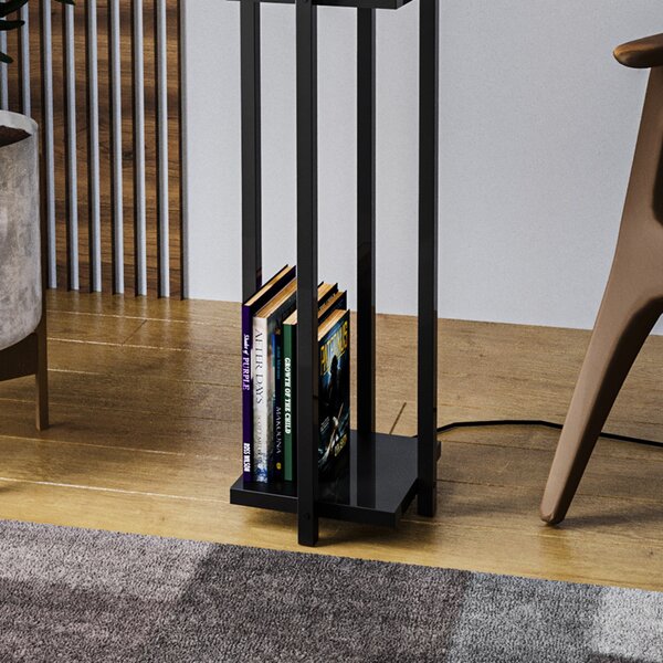 ASIR Stojací lampa SHELF LAMP černá a bílá s poličkou