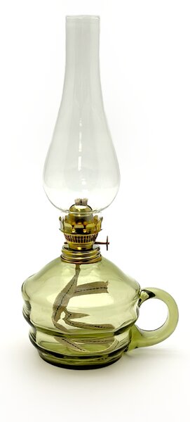 Sklárna Častolovice - Petrolejová lampa Klára - Bambus - lesní zelená
