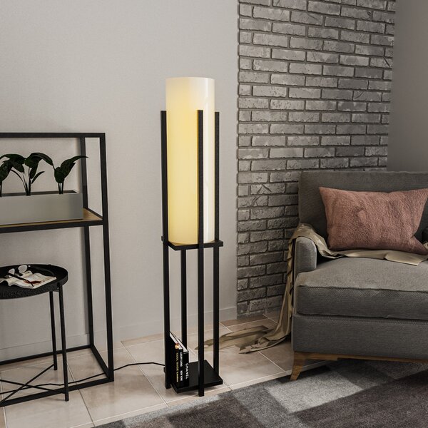ASIR Stojací lampa SHELF LAMP černá a bílá s poličkou