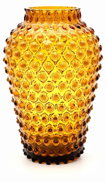 Sklárna Častolovice - Váza 25cm - Hobnail - Ananas - amber