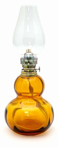 Sklárna Častolovice - Petrolejová lampa Zuzana - Bambus - amber