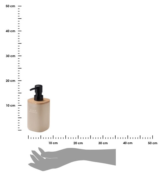 Dávkovač mýdla Liso, béžová/s dřevěnými a černými prvky