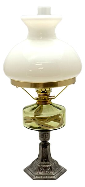 Sklárna Častolovice - Petrolejová lampa s cínovou nohou - lesní zelená