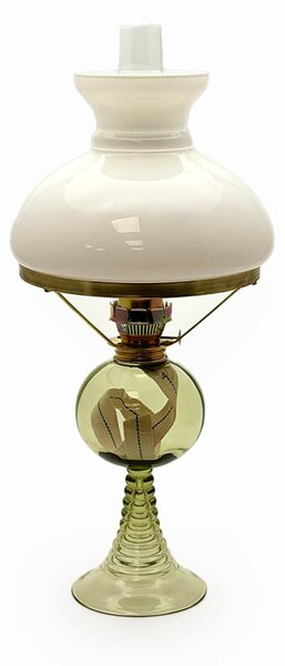 Sklárna Častolovice - Petrolejová lampa skleněná - lesní zelená - komplet