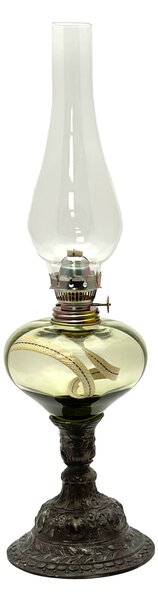 Sklárna Častolovice - Petrolejová lampa s cínovou nohou - lesní zelená