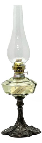 Sklárna Častolovice - Petrolejová lampa s cínovou nohou - lesní zelená