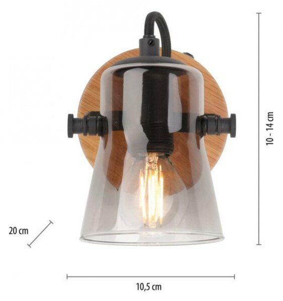 LEUCHTEN DIREKT is JUST LIGHT nástěnné svítidlo 1 ramenné přírodní dřevo dub nastavitelné LD 11447-79