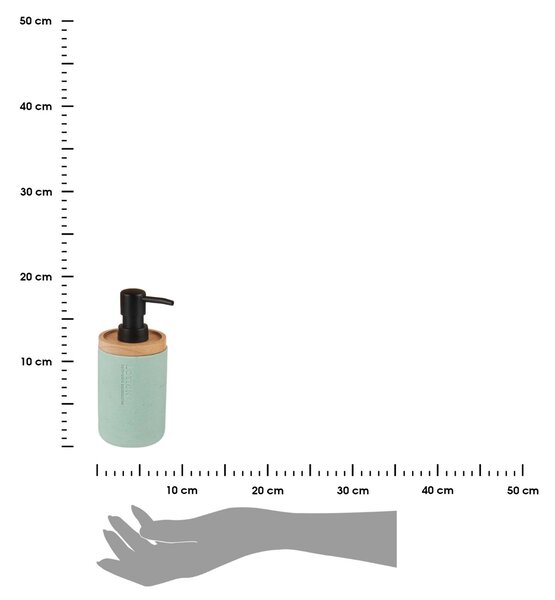 Dávkovač mýdla Loudis, mátová/s dřevěnými a černými prvky, 280 ml