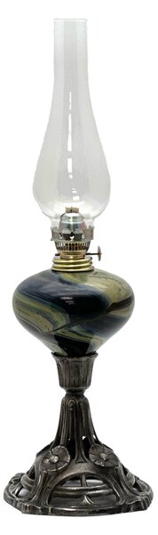Sklárna Častolovice - Petrolejová lampa s cínovou nohou - duhová