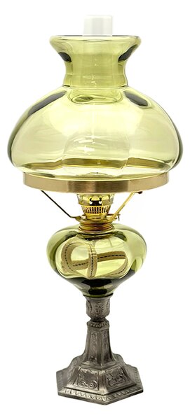 Sklárna Častolovice - Petrolejová lampa s cínovou nohou - lesní zelená