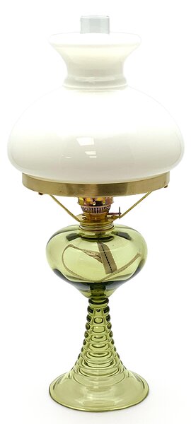 Sklárna Častolovice - Petrolejová lampa skleněná - lesní zelená - komplet 1
