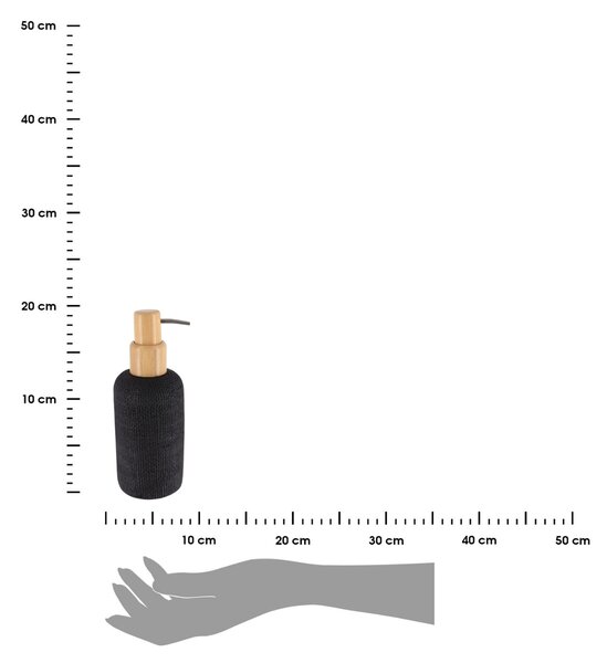 Dávkovač mýdla Solena, černá/s dřevěnými prvky, 340 ml