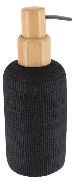 Dávkovač mýdla Solena, černá/s dřevěnými prvky, 340 ml