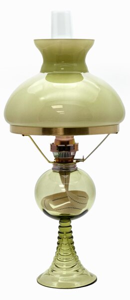 Sklárna Častolovice - Petrolejová lampa Květa - lesní zelená - komplet 3
