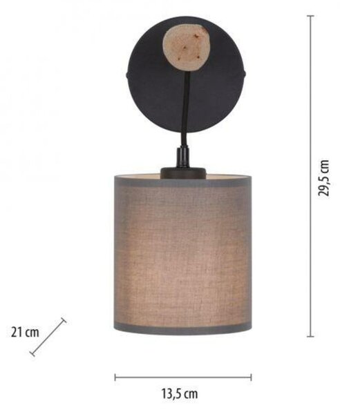 LEUCHTEN DIREKT is JUST LIGHT nástěnné svítidlo přírodní dřevo 1 ramenné látkové stínidlo venkovský design do interiéru LD 15781-29