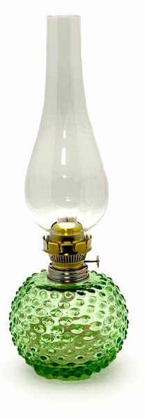 Sklárna Častolovice - Petrolejová lampa Ema - Hobnail - Ananas - světle zelená