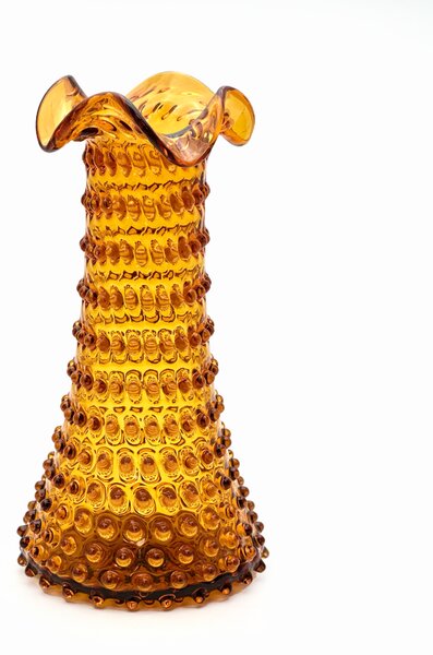 Sklárna Častolovice - Váza 32 cm - Hobnail - Ananas - amber