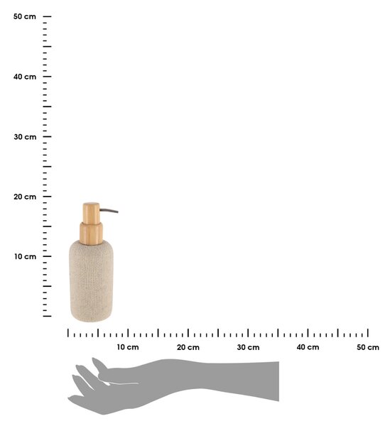 Dávkovač mýdla Solena, béžová/s dřevěnými prvky, 340 ml
