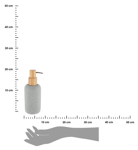 Dávkovač mýdla Solena, šedá/s dřevěnými prvky, 340 ml