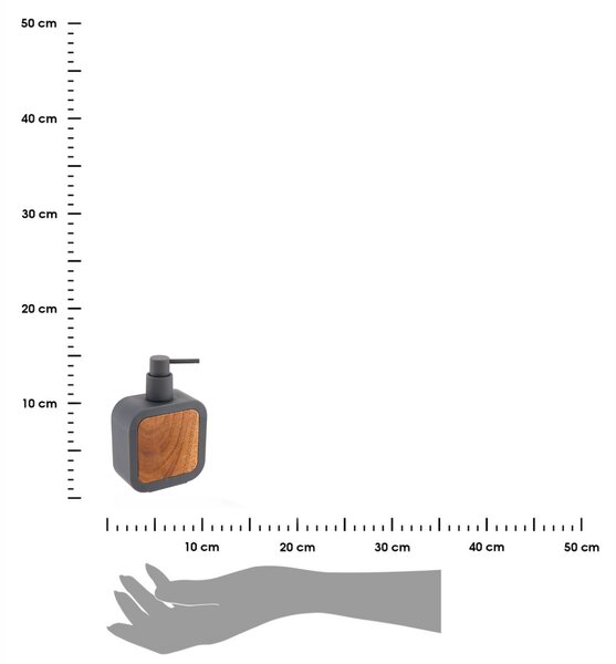 Dávkovač mýdla Tempesti, šedá/s dřevěnými prvky, 350 ml