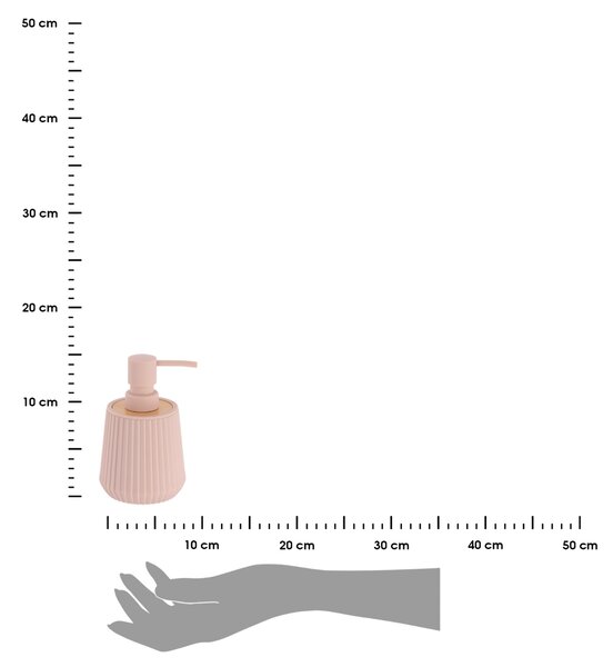 Dávkovač mýdla Roza, růžová/s dřevěnými prvky, 250 ml