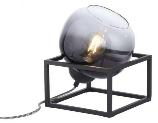 LEUCHTEN DIREKT is JUST LIGHT stolní lampa 1 ramenné černé kouřové sklo moderní do interiéru LD 15423-18