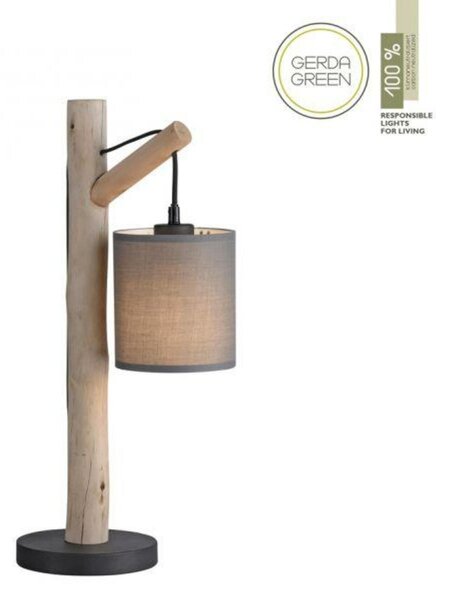 LEUCHTEN DIREKT is JUST LIGHT stolní lampa přírodní dřevo 1 ramenné látkové stínidlo venkovský design do interiéru LD 15784-29