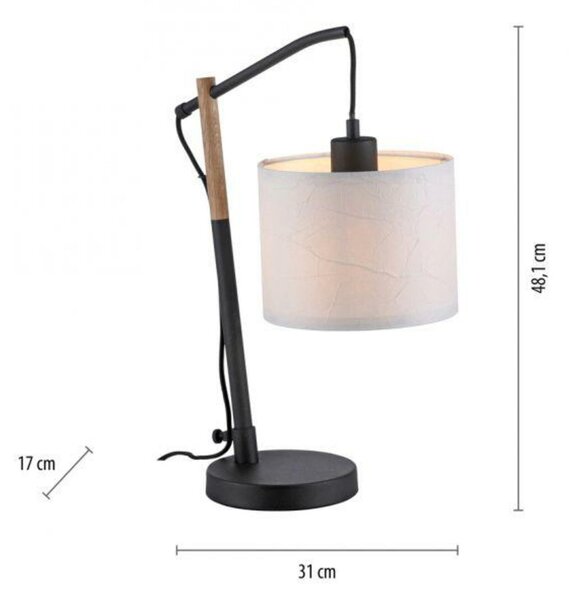 LEUCHTEN DIREKT is JUST LIGHT stolní lampa černá s imitací dřeva šňůrový vypínač IP20 do interiéru LD 14184-16