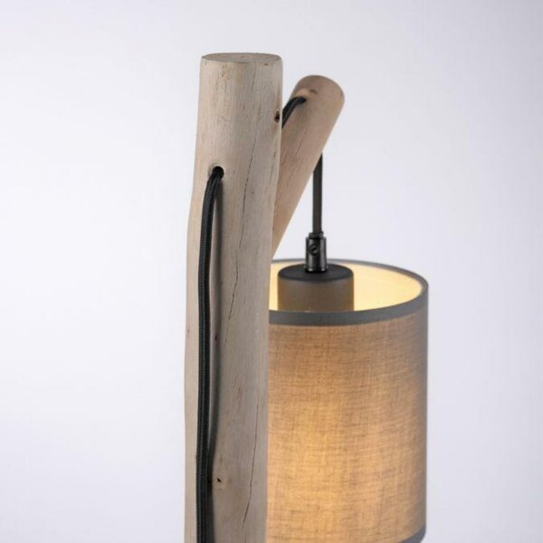 LEUCHTEN DIREKT is JUST LIGHT stolní lampa přírodní dřevo 1 ramenné látkové stínidlo venkovský design do interiéru LD 15784-29