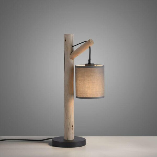 LEUCHTEN DIREKT is JUST LIGHT stolní lampa přírodní dřevo 1 ramenné látkové stínidlo venkovský design do interiéru LD 15784-29