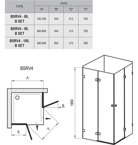 Ravak Brillant sprchový kout 80x80 cm čtvercový chrom lesk/průhledné sklo 1UV44A00Z1